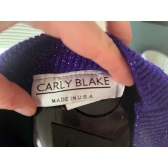 Vintage 80s Purple Glitter Pullover Short-Sleeve Stretchy Sparkly Sweater - Picture 4 of 6